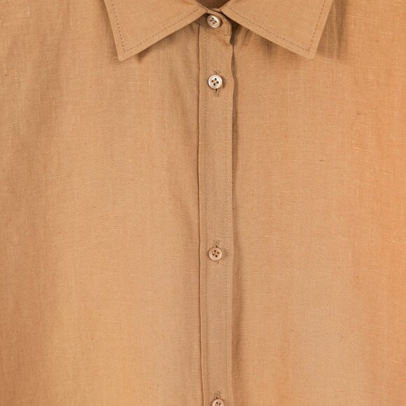 Loro Piana Tan Linen Long-Sleeve Buttoned Shirt - Picture 6 of 8